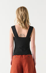 Wide Strap Square Neck Tank Black