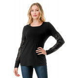 Sequin Long Sleeve Knit Top Black