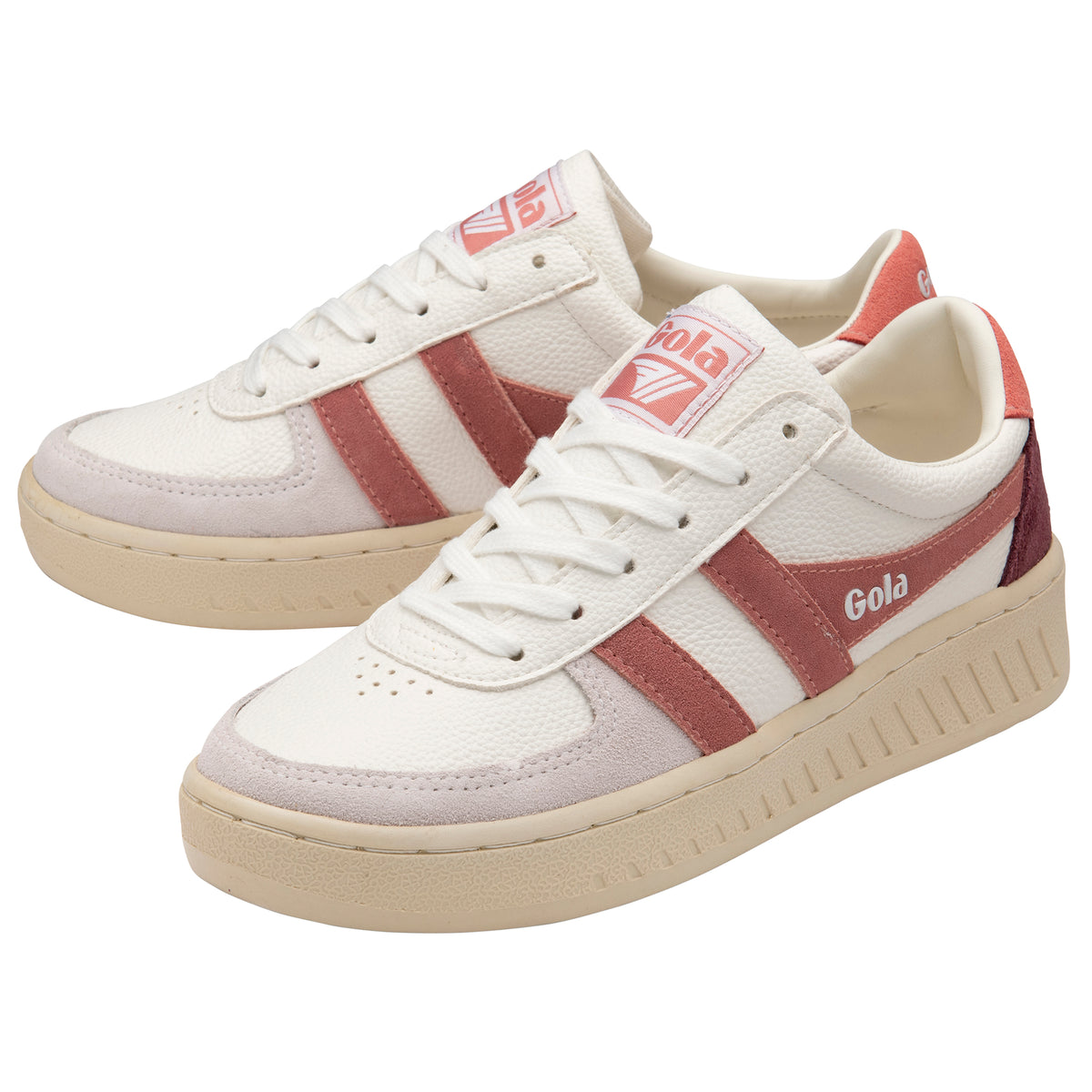 Grandslam Trident Sneakers White, Dusty Rose + Coral Pink