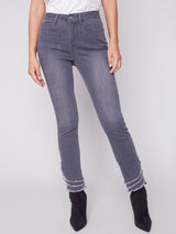 Frayed Hem Denim Pant Medium Grey