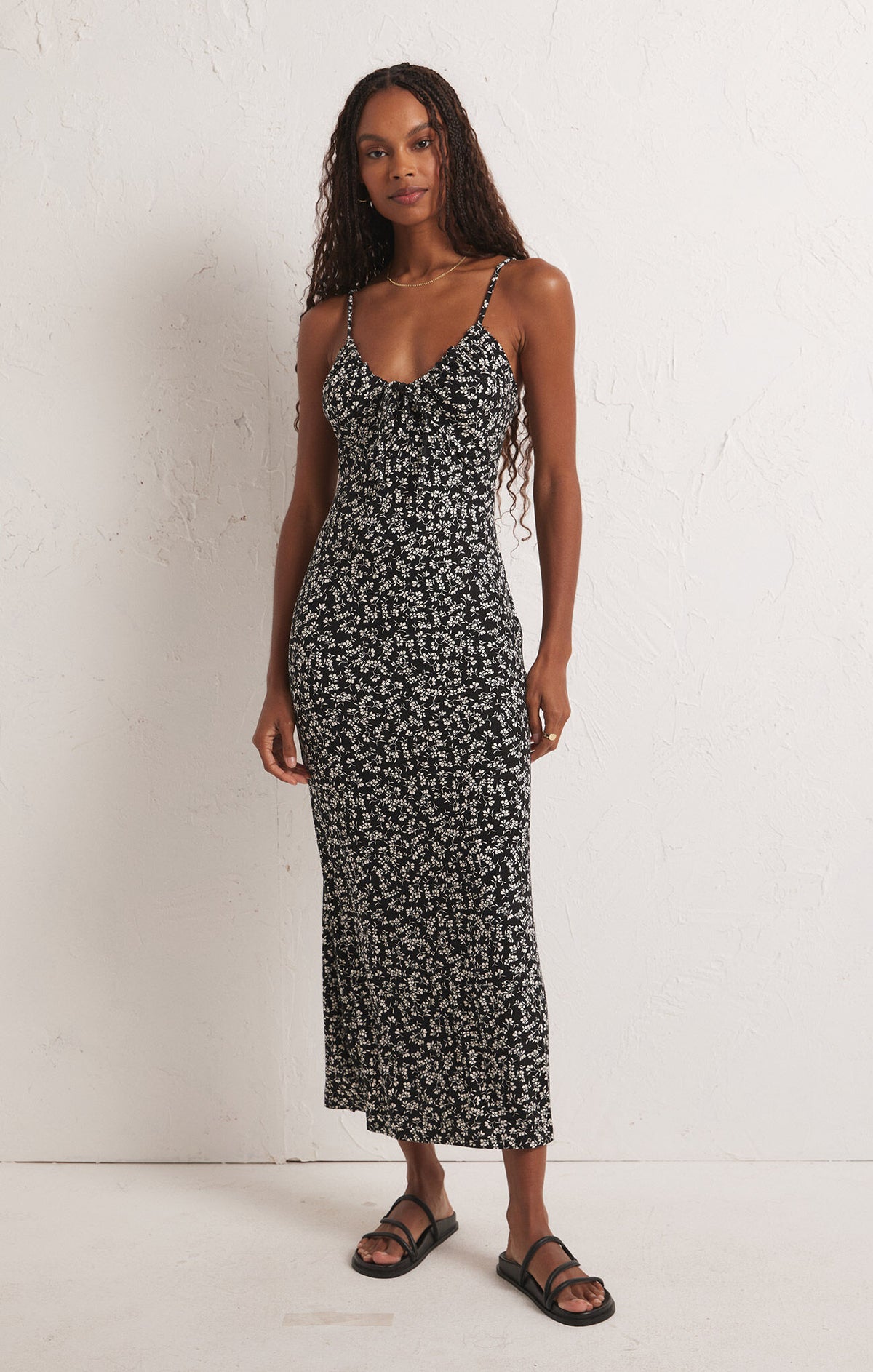 Melinda Gia Ditsy Midi Dress Black