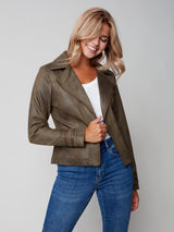 Vintage Suede Moto Jacket Pine