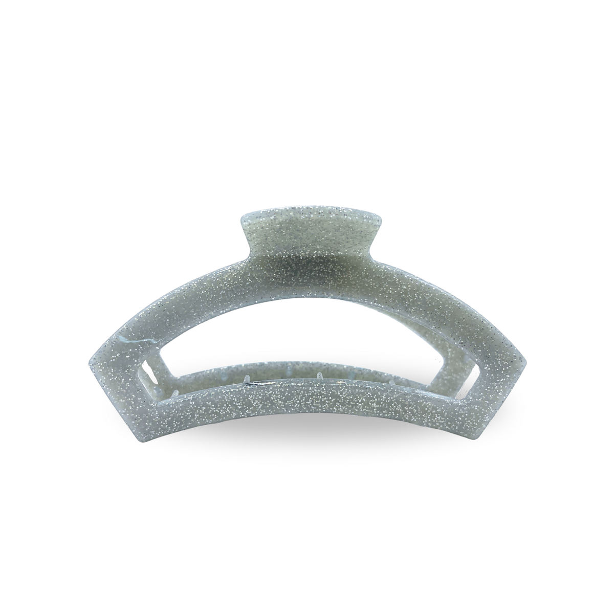 Open Medium Hair Clip Silver Glitter