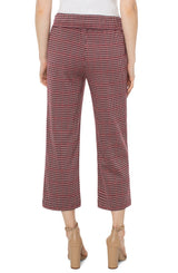 Mabel Pull On Wide Leg Pant Mulberry Houndstooth