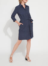 Schiffer 3/4 Sleeve Printed Dress Ultimate Pinstripe