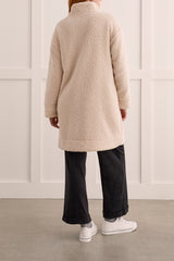 Lined Zip Up Sherpa Coat Oyster