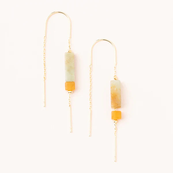 Rectangle Stone Earring Amazonite + Gold
