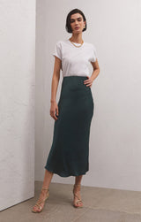 Europa Silky Sheen Midi Skirt Abyss