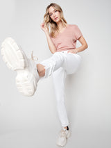 Frayed Hem Denim Pant White