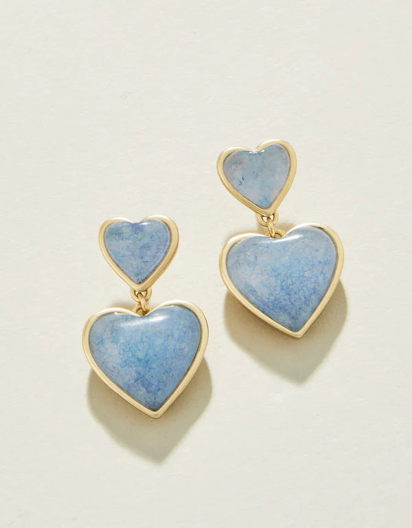 Full Heart Earrings - Light Blue