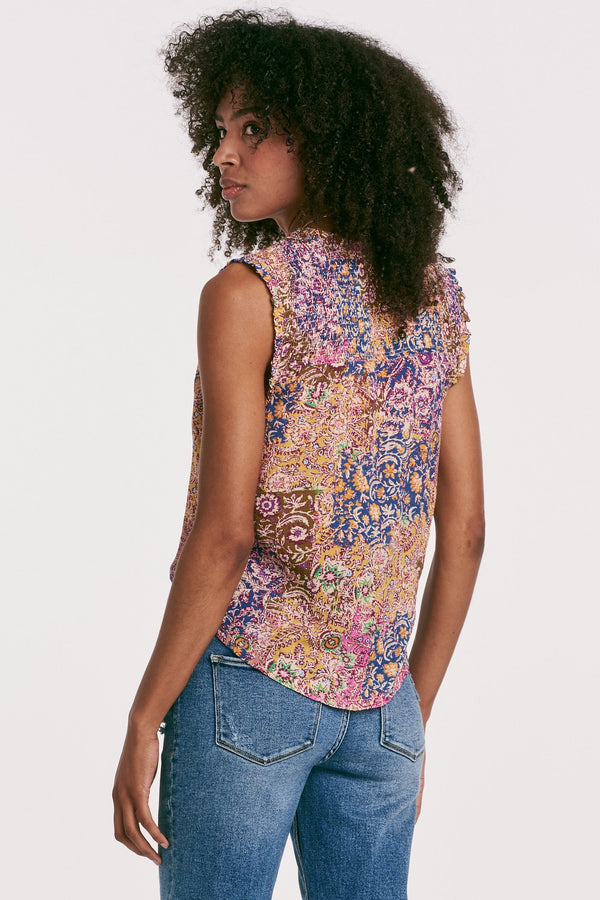 Cozumel Tie Front Ruffle Tank Carmel Meadow