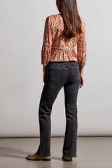 Audrey Pull On Studded Split Microflare Jean Stone Black