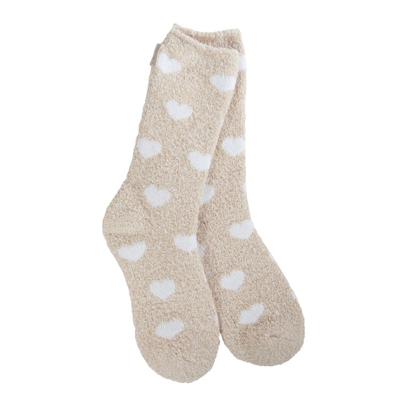 Cozy Crew Sock White Hearts