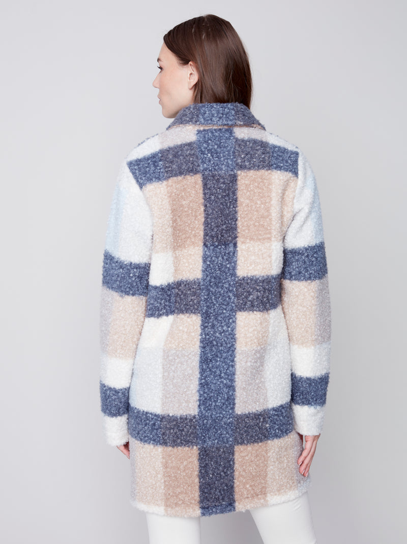 Plaid Boucle Knit Coat