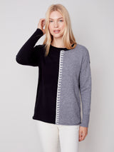Colorblock Stitch Detail Sweater Black