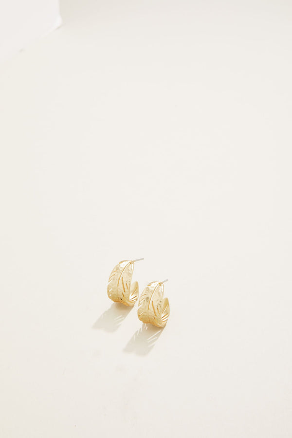 Calathea Leaf Hoop Earrings - Gold
