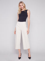 Side Zip Wide Leg Crop Pants Beige