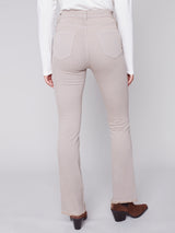 Asymmetric Hem Colored Twill Flare Almond