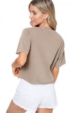 Glitter Ribbon Cropped Tee Mocha