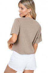 Glitter Ribbon Cropped Tee Mocha