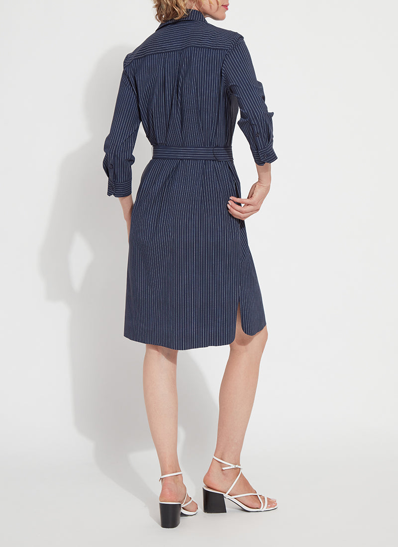 Schiffer 3/4 Sleeve Printed Dress Ultimate Pinstripe