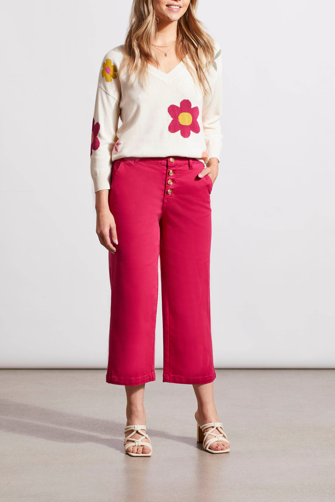 Audrey Button Fly Wide Leg Jeans Daiquiri