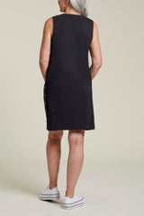 Side Snap Mini Tank Dress Black