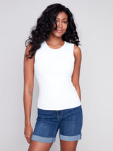 Ribbed Sleeveless Top White