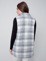 Boiled Wool Plaid Vest Light Grey