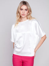 Loose Satin Jersey Combo Top Natural