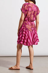 Combo Print Drawstring Dress Daiquiri