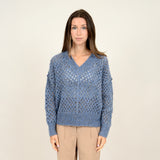 Nanumea Open Knit Sweater Blue Thistle