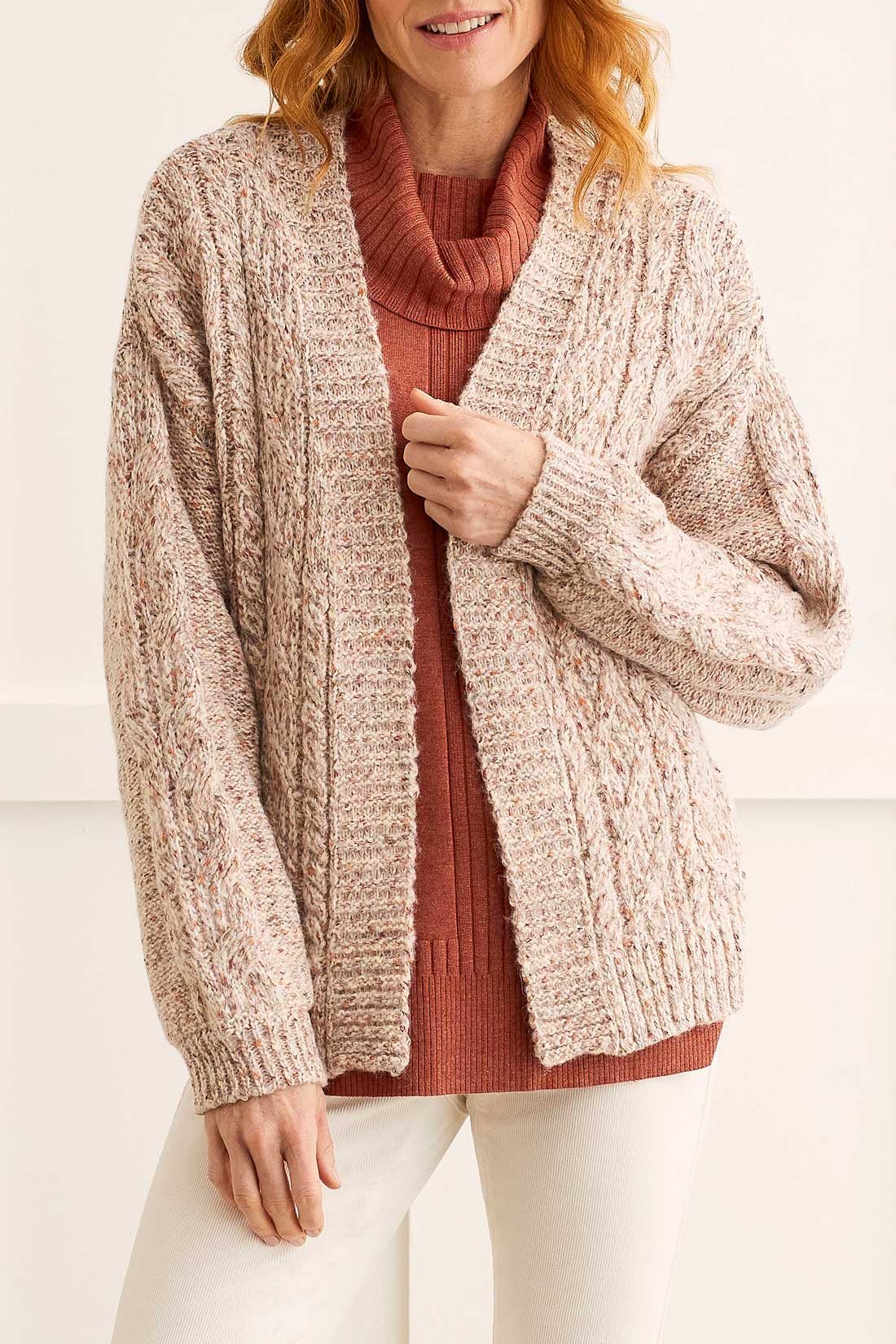 Cocoon Cable Sweater Cardi Oyster