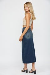 Front Slit Denim Midi Skirt Rafferty