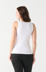 Square Neck Fitted Tank White