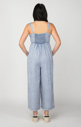Tencel Knotted Front Wide Leg Jumpsuit Light Blue Wash