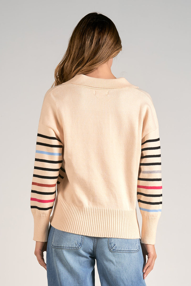 Multi Stripe Collared Sweater