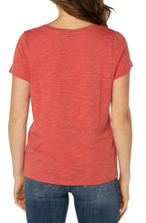 Slim Fit Vneck Slub Tee Coral