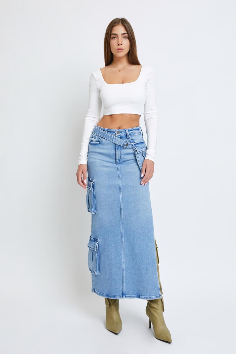 Peyton Cargo Side Slit Skirt