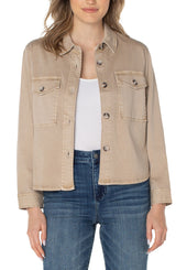Cropped Shirt Jacket Biscuit Tan