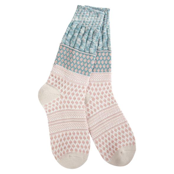 Weekend Gallery Textured Crew Sock Sage Confetti