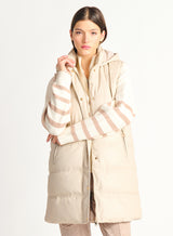Faux Leather Long Puffer Vest Sandstone
