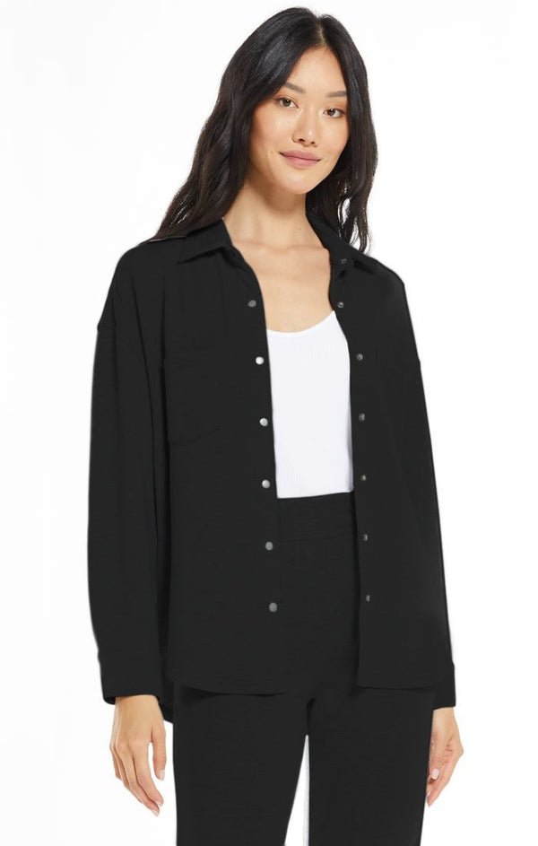 WFH Modal Shirt Jacket Black