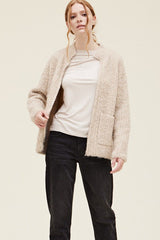 Plush Knit Zip Up Cardigan Oat