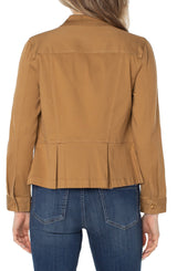 Collared Peplum Buttoned Jacket Granola