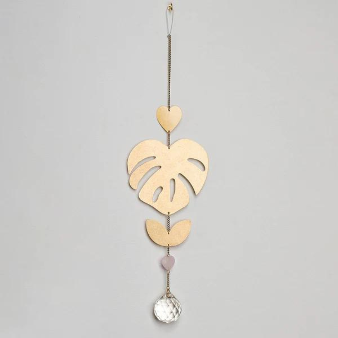 Crafted Suncatcher Monstera Leaf | Rose Quartz