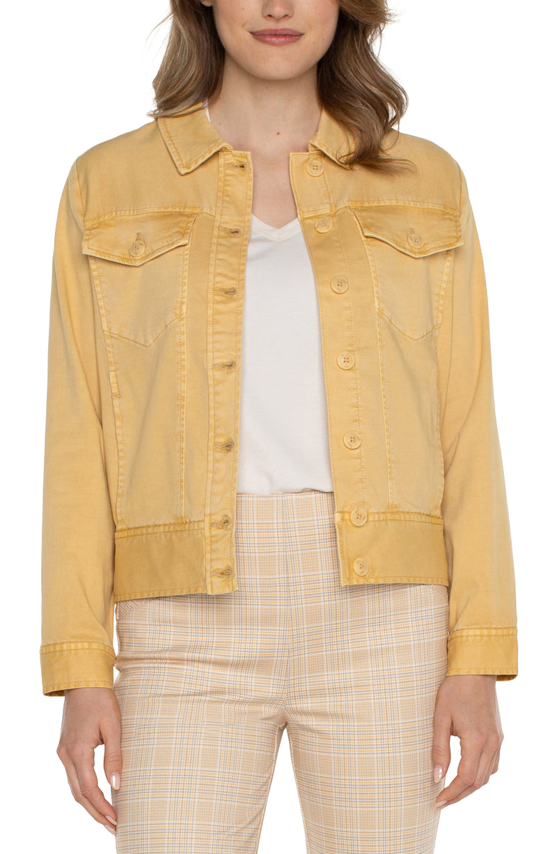 Elastic Waist Trucker Jacket Flaxen Gold