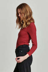 Selma Sweetheart Ribbed Long Sleeve Vino