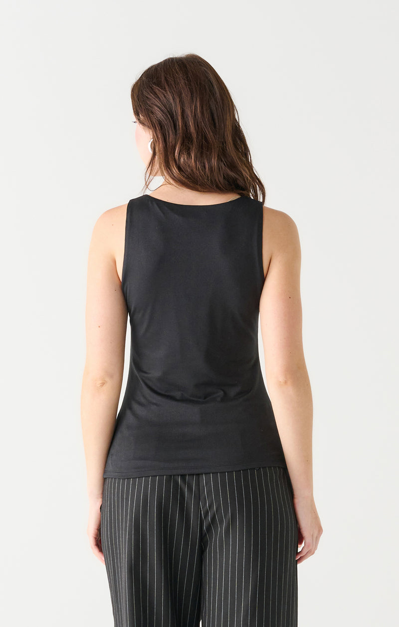 Square Neck Fitted Tank Black