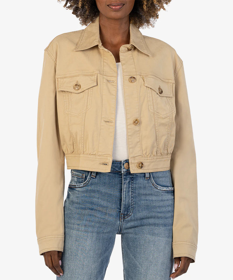 Rumi Cropped Trucker Jacket Khaki